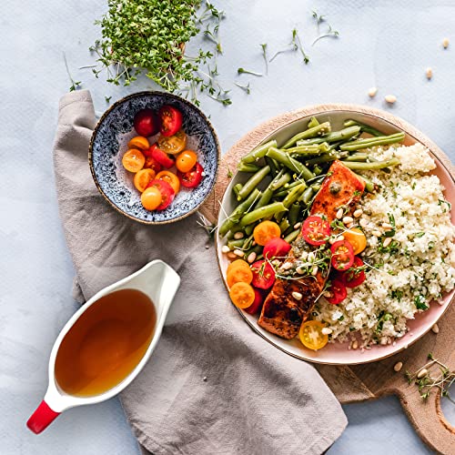 24Oz Classic Porcelain Gravy Sauce Boats For Family Dining, White & Red #TOP6