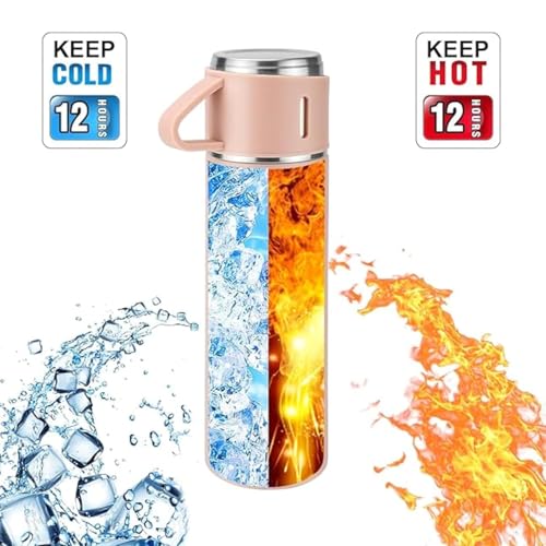 Image of Personalized Flask Set with 3 Cups | Premium Gift Set for Drinks | Stainless Steel Flask with Shot Glasses for Travel, Parties, and Gifting | Durable & Stylish (Customizable) (Pink)