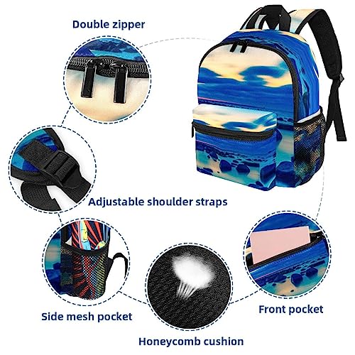 Sac à dos bleu méduse école primaire et collège pour fille et garçon - 3