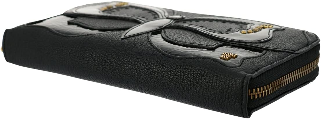 美品✨　アナスイ　長財布　黒　レザー　ラウンドファスナー　スパンコール 美品✨ アナスイ 長財布 黒 レザー ラウンドファスナー スパンコール