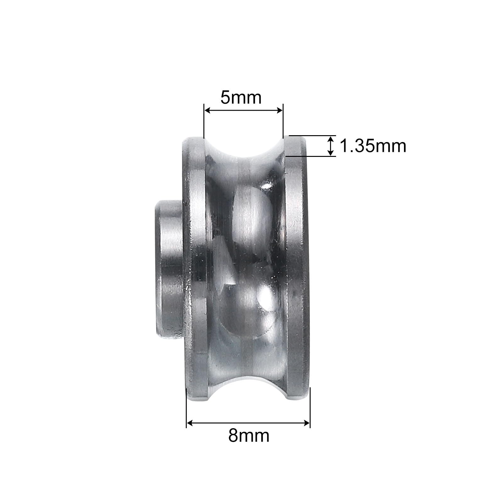 QUARKZMAN 4 szt. Sg15 prowadnica rowkowa U łożysko 5 x 17 x 8 mm Koło rolkowe rowkowe U (Gcr15) łożyska ze stali chromowej, Abec3