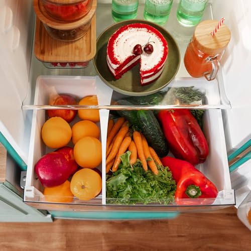 Cecotec Frigorífico Retro Combi 300 L Bolero CoolMarket Combi Origin 300 Green E. Altura 191,5cm y 60 Ancho, Control de Temperatura, Tirador Cromado y Bandejas de Cristal, Verde - imagen 4