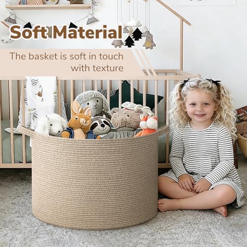 Image of INDRESSME 115L Extra Large Woven Blanket Baskets for Storage, Toy Organizers and Storage Rope Baskets for Boys Girls Kids,Burr Basket Storage Bins for Decor Laundry Shoe, Brown