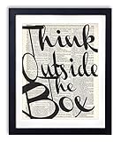 Think Outside The Box Typography Upcycled Vintage Dictionary Art Print 8x10
