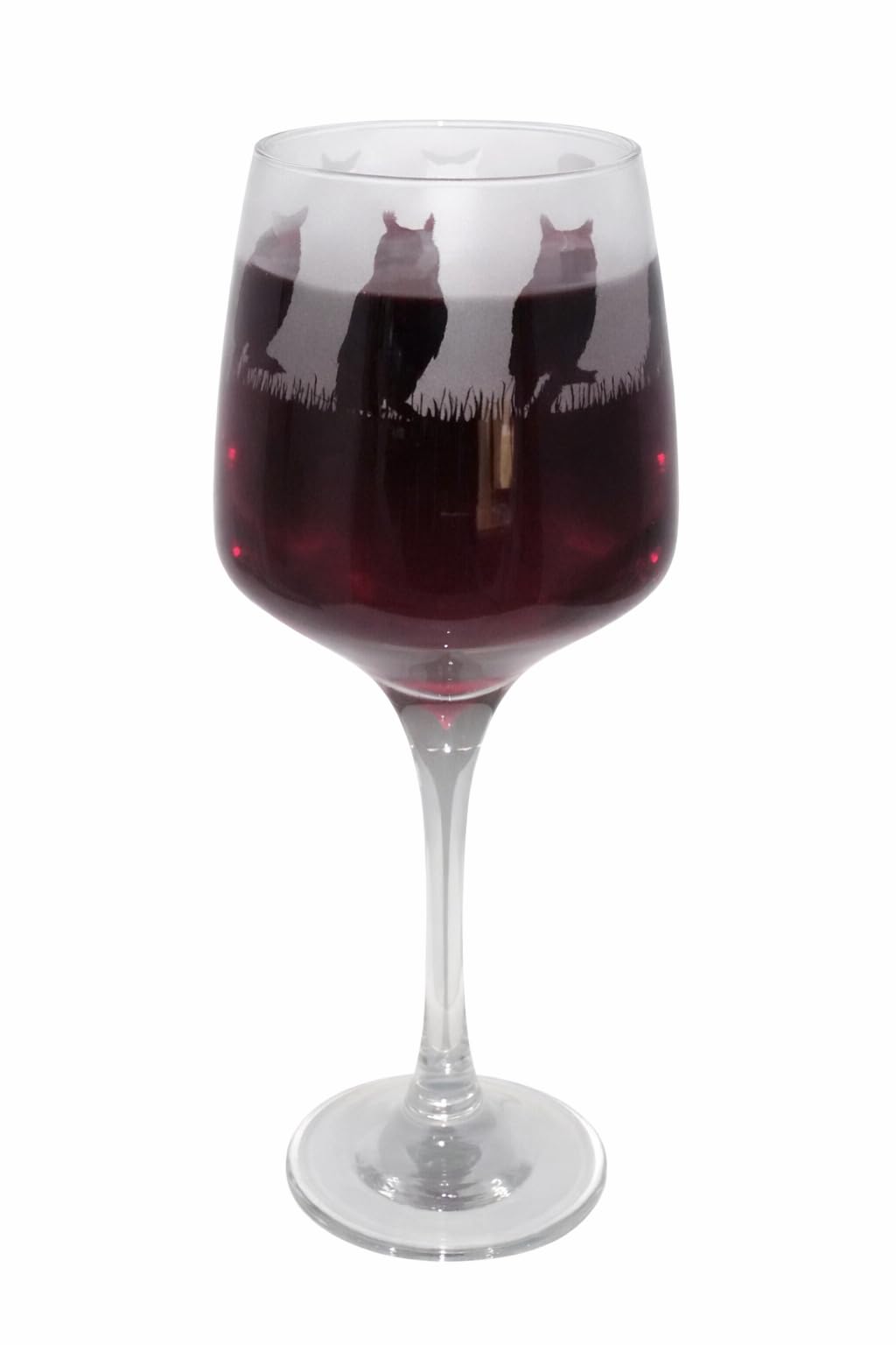 Beautiful 'Owl' Hand Etched Stemmed Wine Glass - Lovely Owl Gift!