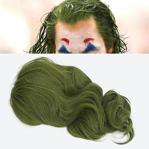 Joker Cosplay Wig Anime Character Wig Mixed Green Short Curly Wig, Arthur Fleck Wig for Masquerade Anime Dress Up Daily Wear - Image 4