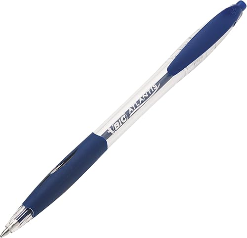 Bic Atlantis Clic - Bolígrafo (0.039 in, 12 unidades), color azul