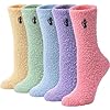 MQELONG Womens Super Soft Fuzzy Cozy Home Sleeping Socks Microfiber Winter Warm Slipper Socks (5 Pairs Cat) #1