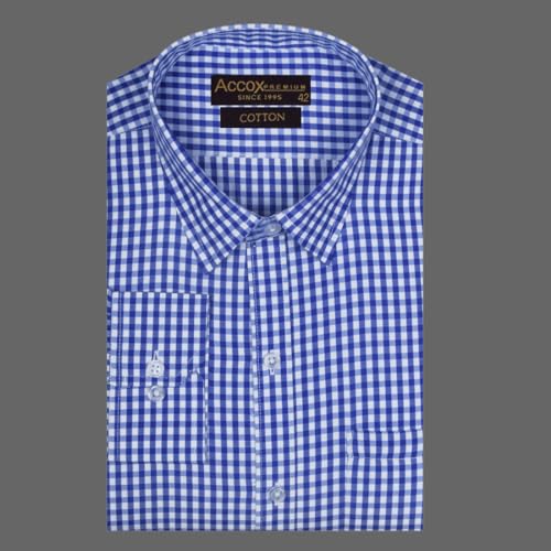 Image of ACCOX Men's Breathable Cotton Long Sleeves Regular Fit Checkered Formal Shirt for Men (GCR334)