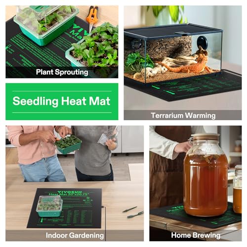 Image of VIVOSUN Durable Waterproof Seedling Heat Mat 20 inch x 20.75 inch UL & MET-Certified Warm Hydroponic Heating Pad for Germination, Indoor Gardening, Greenhouse