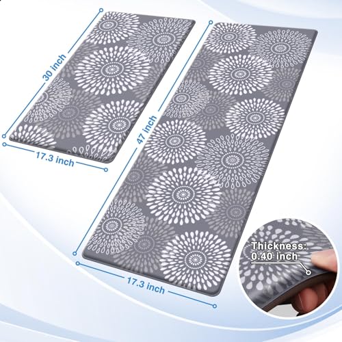 LuxStep Kitchen Mats for Floor,Cushioned Rug Anti-Fatigue Mats for Kitchen Decor Accessories,Waterproof Non-Slip Mats and Rugs Set for Office,Floor,Laundry 17.3