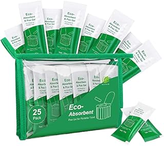 25Pack Poo Powder for Portable Toilet, Camping Toilet Chemicals Degradable Absorbent Gel, Porta Potty Composting RV Toilet Liquid Waste Gel, Emergency Toilet Waste Treatment for Outdoor Camping Hiking