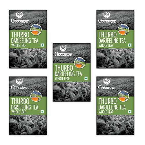 Image of GOODRICKE Thurbo Darjeeling Tea - 100gm (Pack of 5) | 100% Pure & Original Single Estate Whole Leaf Tea | Premium Black Long Loose Tea Leaves with Rich Taste