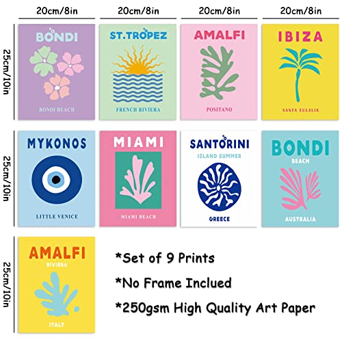 Whaline W4140 9Pcs Preppy Travel Wall Art Prints Preppy Room Decor Abstract Aesthetic Preppy Room Decor Colorful Minimalist Unframed Art Poster Decor thumb #1