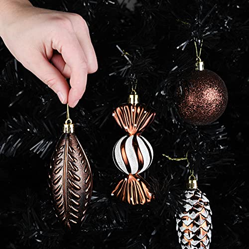 Prextex Christmas Ball Ornaments For Christmas Decorations (Brown) | 24 Pcs Xmas Tree Shatterproof Ornaments With Hanging Loop For Holiday, Wreath And Party Decorations #TOP1
