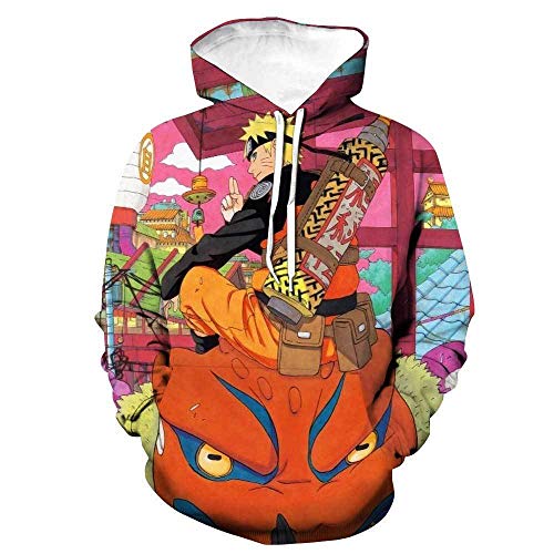 Preisvergleich Produktbild SARUI Hood mit LanyardHoodie herrenCartoon Anime Naruto Kapuzenpullover, lässige Mode Paar 3D-Pullover Jacke-18_M.