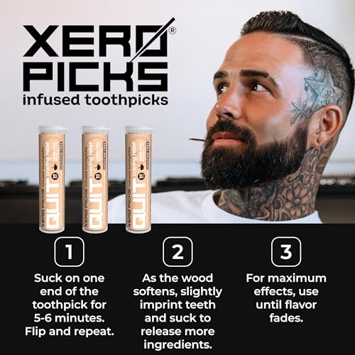 Image of Xero Picks Infused Flavored Toothpicks to Help Quit Smoking - Nicotine Free (Vanilla Latte, 3 Pack) Non-GMO Kosher Vegan