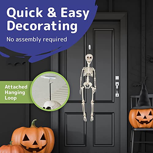 Prextex Skeleton Halloween & Day Of The Dead Decoration For Home And Office - 19 Inch Posable Toy Plastic Skeleton Halloween Décor With Movable / Bendable Joints And 2 Sets Of Body Accessories #TOP1