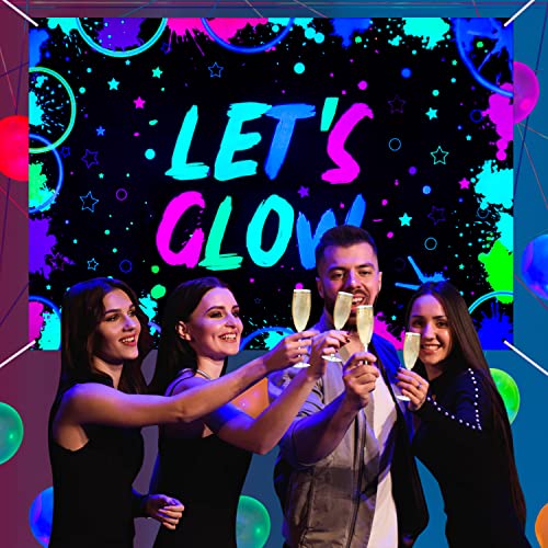 Fondo fotográfico Glow Neon cumple 7x5ft multicolor miniatura 6