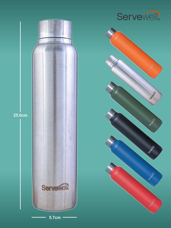 Image of Servewell 1 pc Sleek - SS Single Wall Bottle 600 ml - Steel