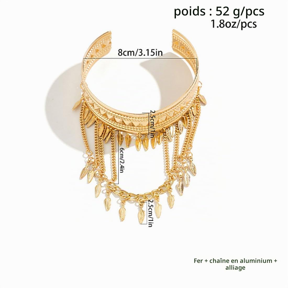 Cubahop Vintage égyptien ouvert bras chaîne Multi - couches gland pendentif bras avec chaîne bracelet haut du bras pour les femmes