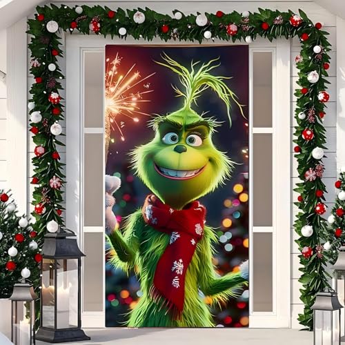 REGAPOG Grinch Weihnachtsdeko Tür Abdeckung Dekoration Grinch Hängen Banner Hintergrund, Weihnachtsbanner Für Haus Haustür Veranda Weihnachten Deko -91 X 203 cm (Grinch B) REGAPOG Grinch Weihnachtsdeko Tür Abdeckung Dekoration Grinch Hängen Banner Hintergrund, Weihnachtsbanner Für Haus Haustür Veranda Weihnachten Deko -91 X 203 cm (Grinch B)