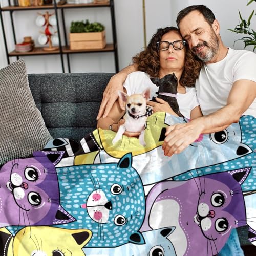 Couverture microfibre chaude jeté de canapé doux motif chat - 7