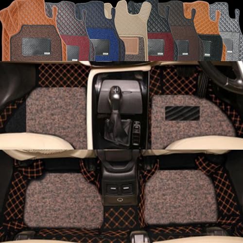 Image of Autoclow /Premium 7D Car Mat for Mahindra Xuv 700 (7-Seater) || Luxury Leather Dual-Stitch 7D Car Floor Mat Full Set || 100% Waterproof || Color : TAN Stitch-TAN Grass (Design-1)