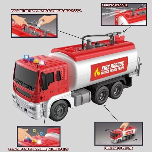Camión de bomberos juguete para niños con luces y inercia 3