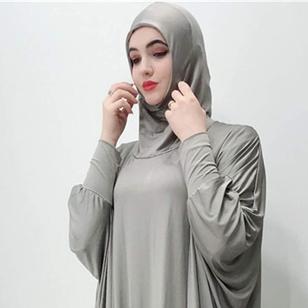 Women's Solid Muslim One-Piece Prayer Dress Abaya Kaftan with Hijab Full Length Dress - Image 4