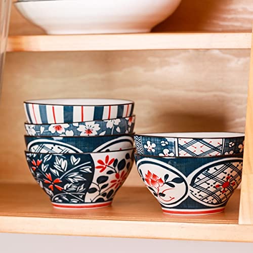 Image of Porcelain Japanese Style Ceramic Bowls Set with Gift Box, for Cereal, Salad, Soup, Pho, Ramen, Dessert, Rice, Noodle, Pasta Bowl Set - Microwave Safe, Stackable (Pack of 12)