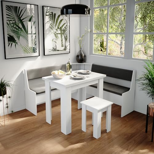 Eckbankgruppe Vicco Roman in Weiß und Anthrazit, 150 x 150 cm
