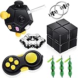 8 Pieces Fidget Toy Set Include 12 Side Fidget Toy Cube, Six Roller Chain, Flippy Chain, Cam Fidget Controller Pad, Fidget Green Bean and Infinity Cube for Anxiety Stress Relief ADHD ADD OCD Autism