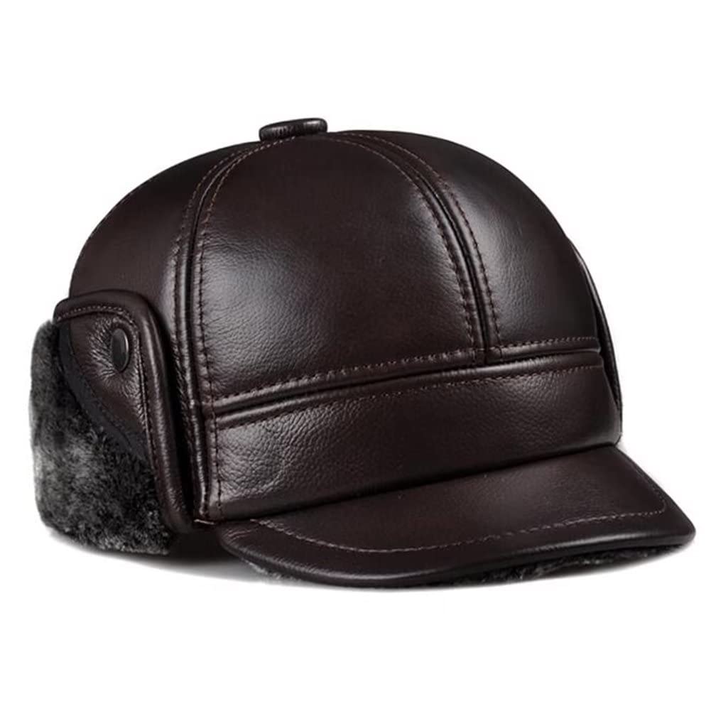 DongBao Cappello Aviatore in Pelle Uomo con Paraorecchie Sportivo Berretto Invernale Caldo Cappello da Caccia Berretto Baseball
