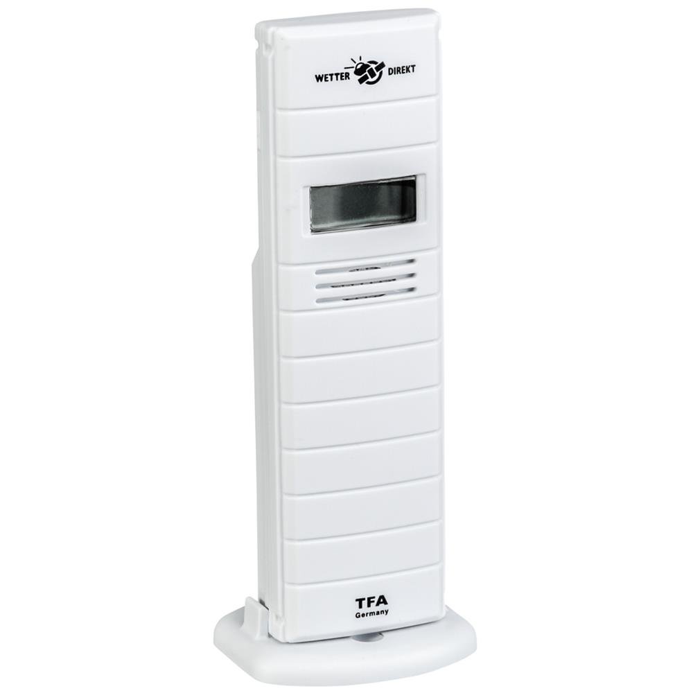 TFA Dostmann Ersatzsender für Wetterdirekt, inklusive Display, Thermo-Hygrosender, 30.3155, weiß, L 39 (51) x B 21 (46) x H 129 (135) mm, RH 1-99% -Temperatur -39,9 - +59 °C