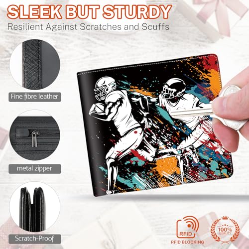 Image of Boys Wallet for Kids, Teen Boy Athletes Wallets 9-12 8-10 8-12, Cool Novelty Leather Bifold Rfid Blocking Purse Coin Pocket Zipper Id Window for Children Men Male Youth Guys Birthday Gifts