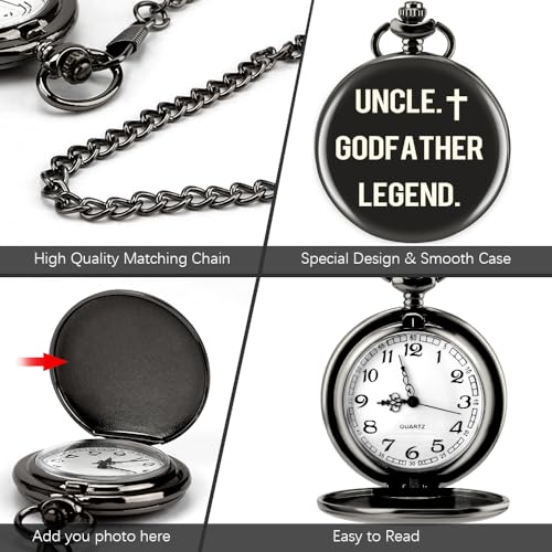 Image of Uncle Gifts for Fathers Day Birthday Retirement Xmas Valentines Day Gifts for Uncle Godfather Engraved Pocket Watches