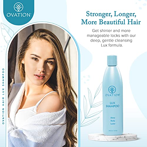 Ovation Hair Lux Shampoo - For Shiny, Manageable, Voluminous Hair - 12 Oz - Rich Lather For Deep Cleansing - For All Hair Types - With Saw Palmetto, Aloe Vera, Lavender, Thyme #TOP2
