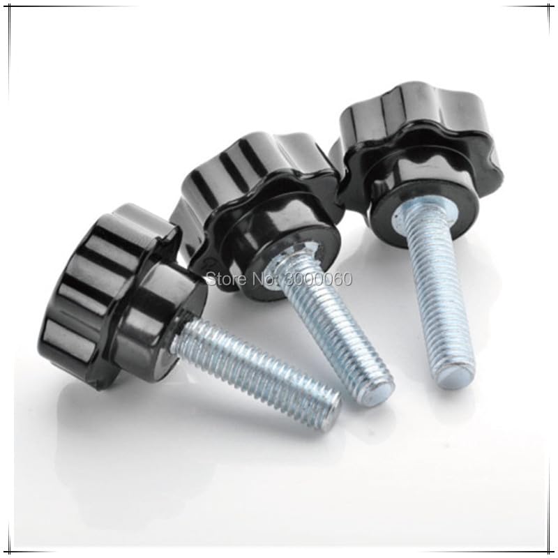 M5 M6 Black Color Plastic Star Head Plated Steel Handle Thumb Screws - (Size: M5X25mm)