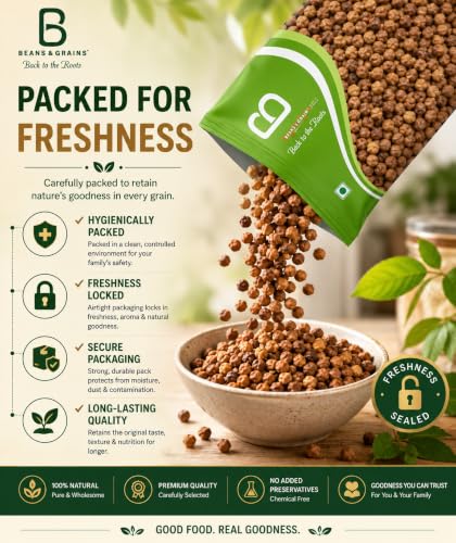 Image of Beans & Grains Premium Kala Chana 1kg | High Protein & Fiber | 100% Natural & Unpolished | Pack of 1