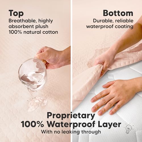 Image of 2-Pack Waterproof Crib Mattress Protector Cover Fitted - Quiet Baby Crib Mattress Pad Sheets, 52 inch x 28 inch Soft Quilted Cotton Baby Sheet, Machine Washable, Easy Fit, Durable (Mist Rose /Mavy)