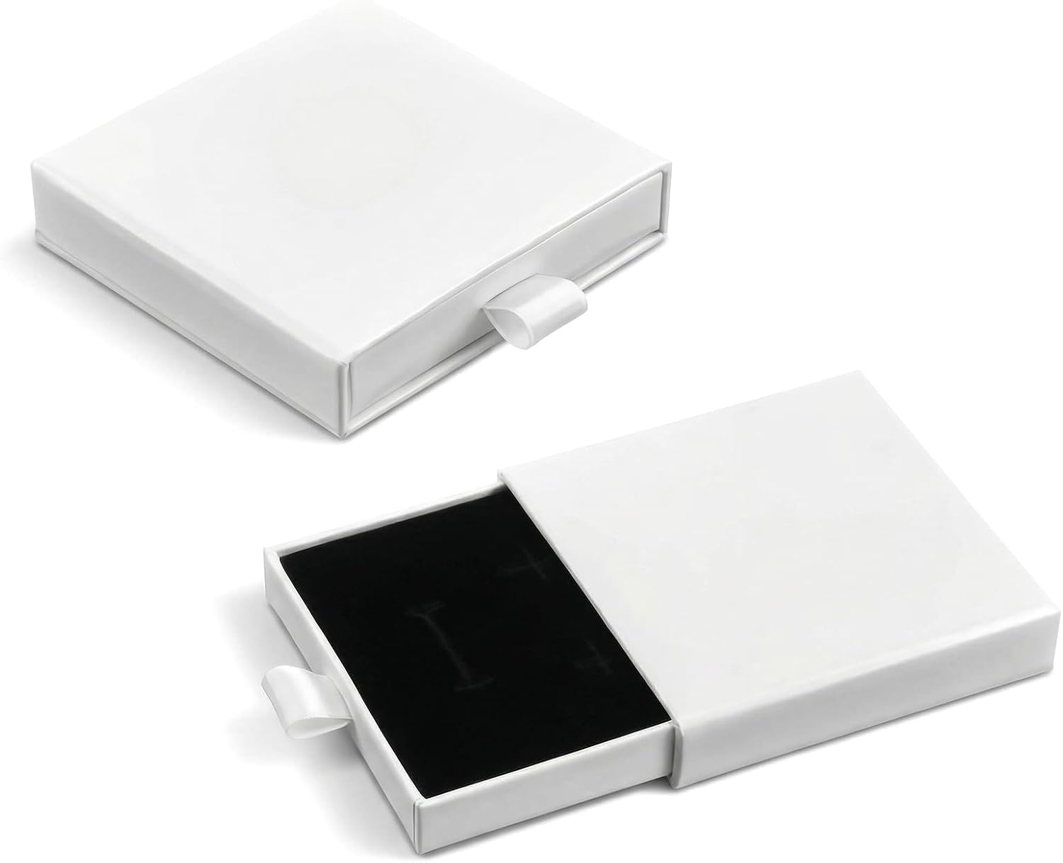 Jewellery Gift Box, 4 Pcs Ring Necklace Box Small Gift Boxes for Bracelets Earrings Necklaces Bracelet Drawer Organizer Square Pendent Storage Case for Birthday DIY WrappingWhite