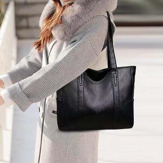 Image of Crossbody Bag for Women, Black Tone Shoulder Handbag for Women, Grain Texture with Inner Padded Pocket Handbag