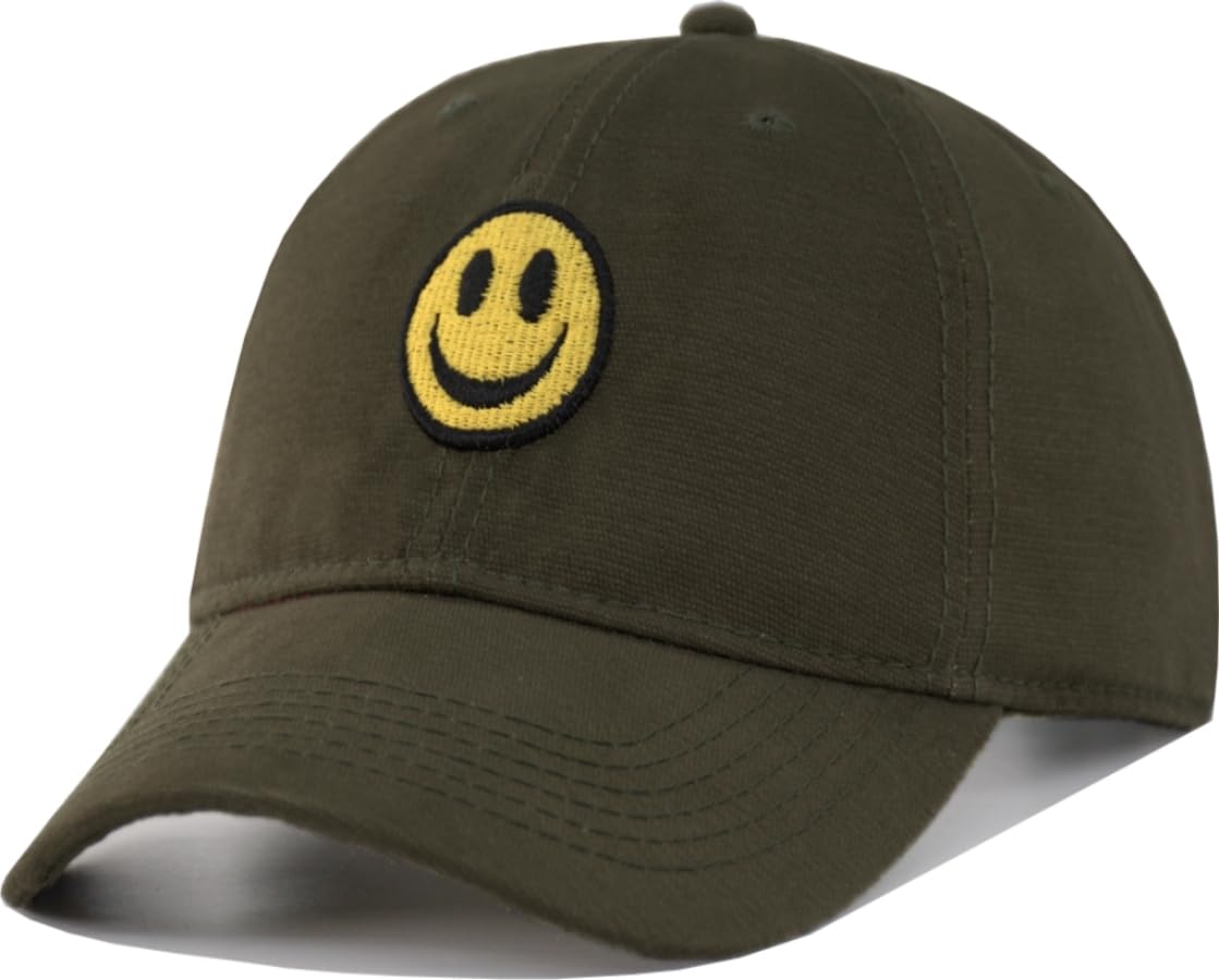 AOSMI Smile Face Baseball Cap Adjustable Dad Hat Unstructured Soft Crown Cute Embroidered Hat for Men and Women