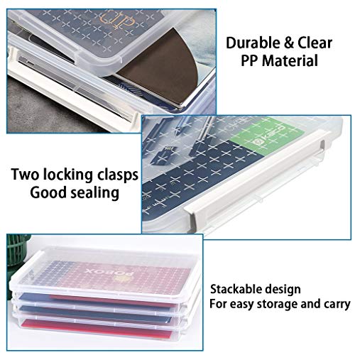 Hipiwe 3 Deck Clear A4 File Box, Stackable Portable Project Case, Desk File Container Holder, Office School Supplies Documents Paper Organizer Plastic Magazine Storage Box #TOP1