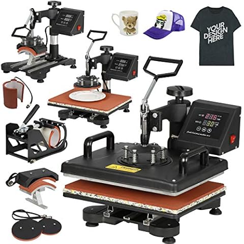 F2C 12" x 15" Heat Press Machine Pro 6 in 1 Swing Away Digital Heat Transfer Sublimation Press Combo for T-shirt Bag Hat Cap Mug Plate Cover