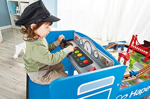 Hape E8646 Wooden Blue Foldable Ride-On Train Table thumb #3