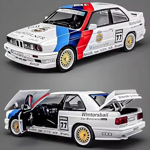 Image of Scale 1:24 BMW M3 Toy Car E30 Retro Rally Style Car Toy Pullback Sound-Light [Random Color] (Black, White, Pack of: 1)