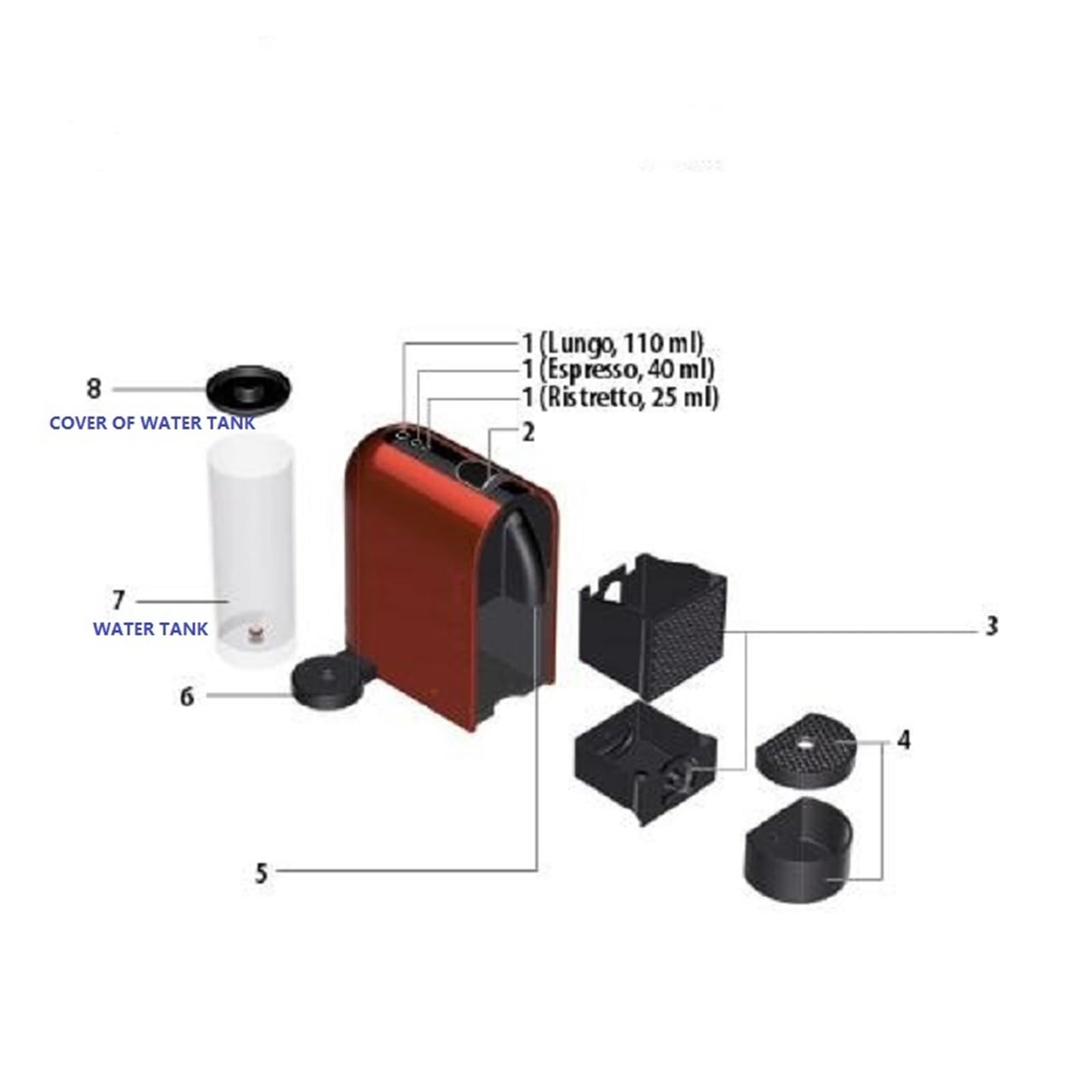 Reemplazo De Tanque De Agua/tapa/depósito, Compatible Con Nespresso, Máquina U C50 Y D50, Adecuado for U-SERIES C-50(Water Tank)