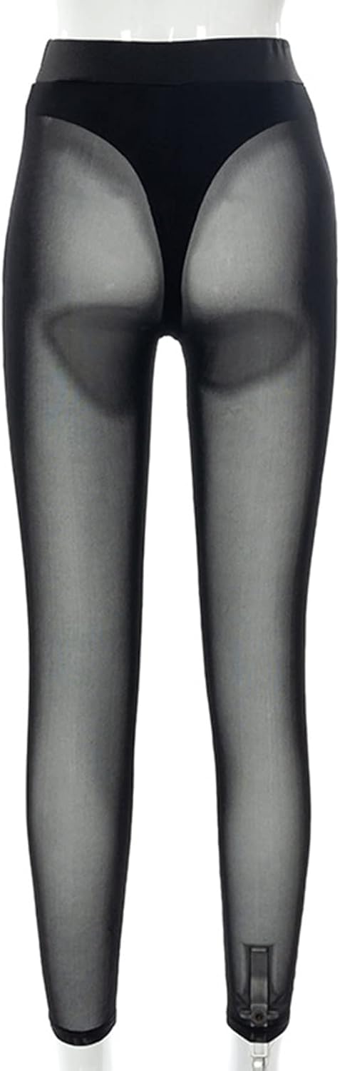 Women's Tie Dye Mesh Legging - High Waist Sheer Pantihose Long Pants Stretchy Tights Clubwear Closed Toe - Image 7